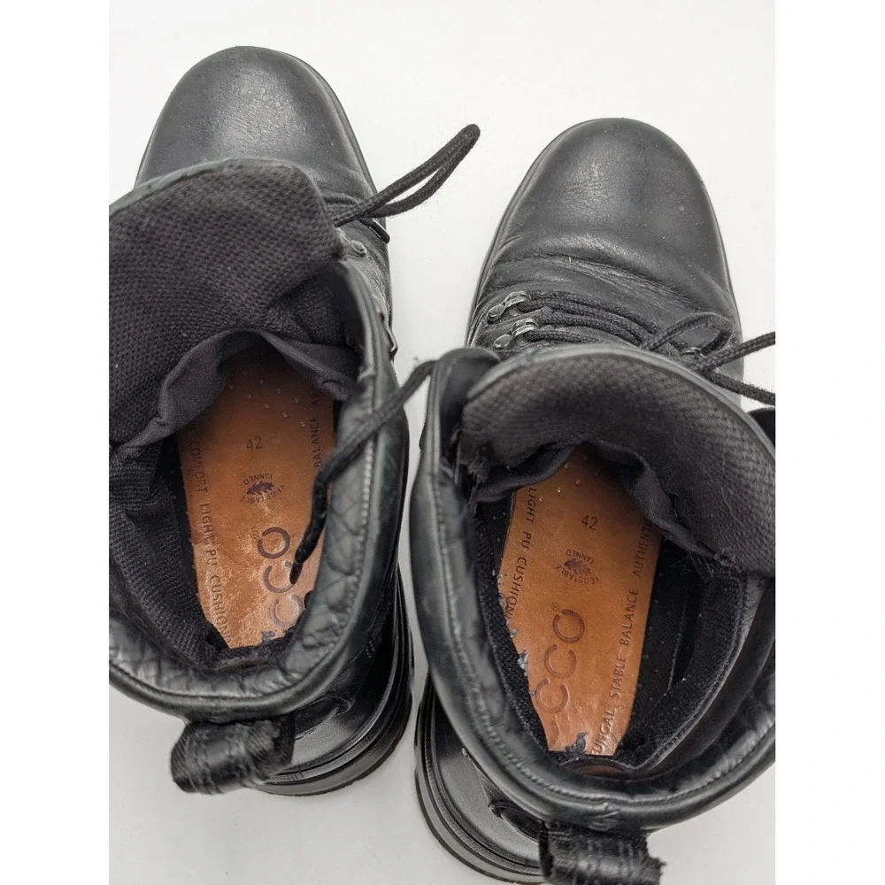 ECCO Hiking Boots Mens 42 Black Gore-Tex Leather Track Waterproof Rugged Outdoor